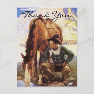 Wyeths Cowboy, der sein Pferd tränkt Postkarte
