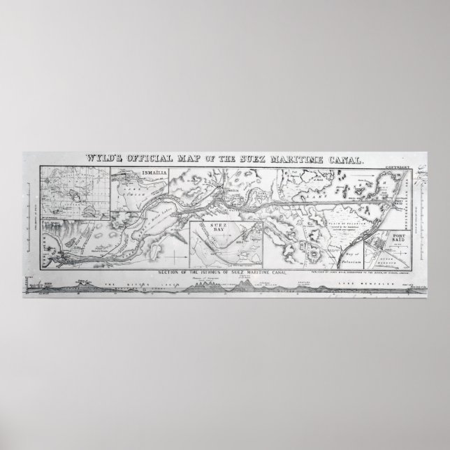 Wylds Offizielle Karte des Suez-Seekanals Poster (Vorne)