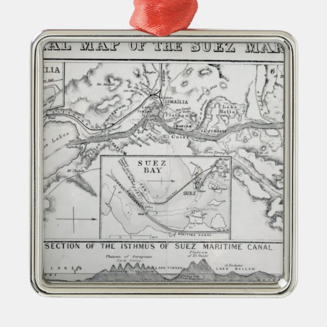 Wylds offizielle Karte des Suezseekanals Silbernes Ornament (Vorne)