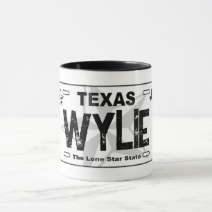Wylie Texas schwarze Nummernschild Tasse