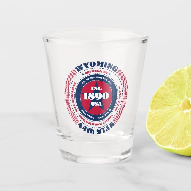 Wyoming 44. Star Patriotic Shot Glas (Vorderseite)