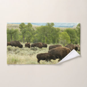 Wyoming Bison Nature Animal Fotografy Handtuch