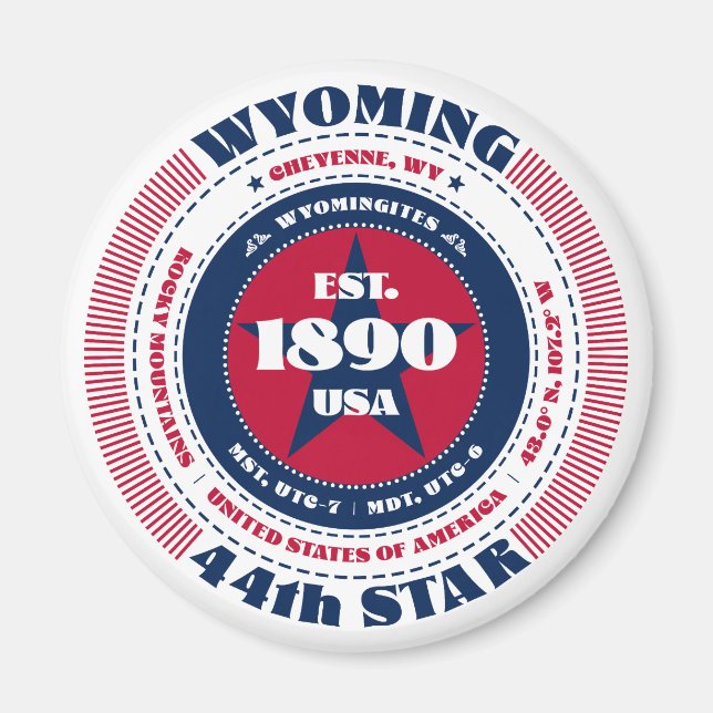 Wyoming Circle Typografy Souvenir Magnet (Vorne)