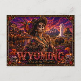 Wyoming Día de los Muertos Retro Postkarte