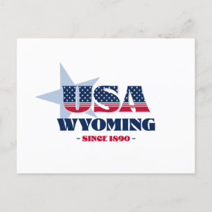 Wyoming en carte postale rouge, blanche et bleue