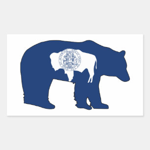 Wyoming Flag Bär Rechteckiger Aufkleber