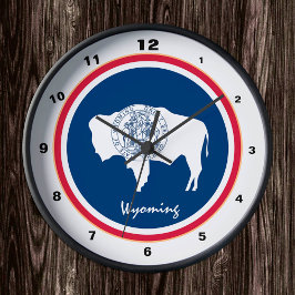 Wyoming Flag & Wyoming fashion/Design USA clock Runde Wanduhr