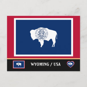 Wyoming Flag & Wyoming Staat USA/Amerika Postkarte