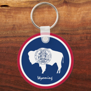 Wyoming Flag & Wyoming Urlaub, Patrioten/Sport Schlüsselanhänger