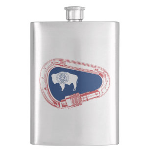 Wyoming-Flagge, die Carabiner klettert Flachmann
