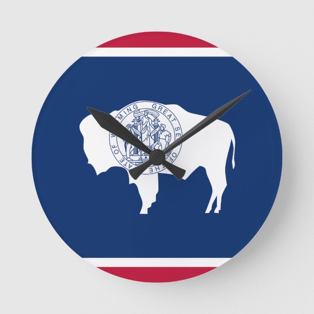 Wyoming-Flagge Runde Wanduhr (Vorderseite)