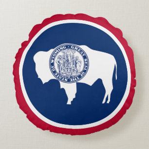 Wyoming-Flagge Rundes Kissen