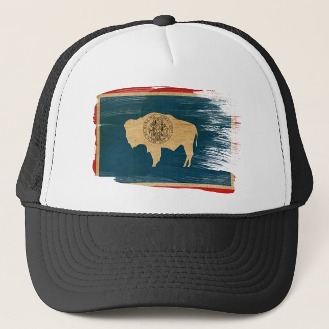 Wyoming-Flaggen-Fernlastfahrer-Hut Truckerkappe (Vorderseite)
