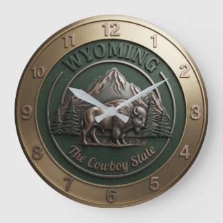 Wyoming Green Forest Bison The Cowboy State Große Wanduhr