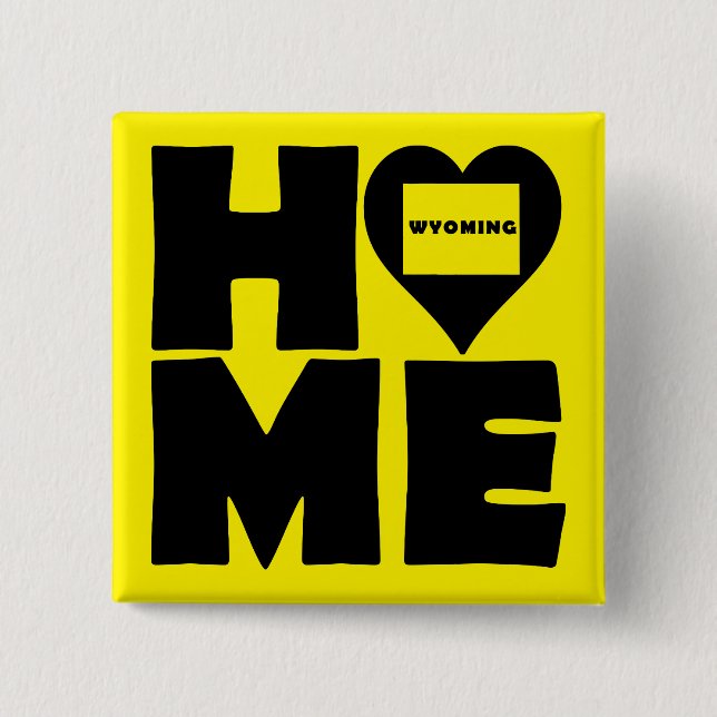Wyoming Home Heart State Button Badge Pin (Vorderseite)