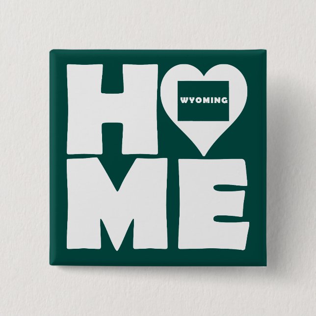 Wyoming Home Heart State Button Badge Pin (Vorderseite)