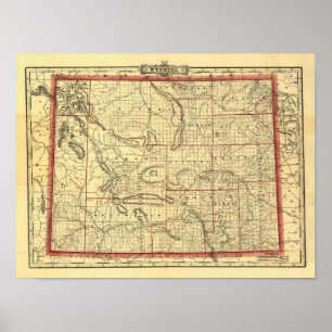 Wyoming-Karte 1895 Poster