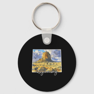 Wyoming-Landschaft-Aquarell-Kunst für Naturliebhab Schlüsselanhänger