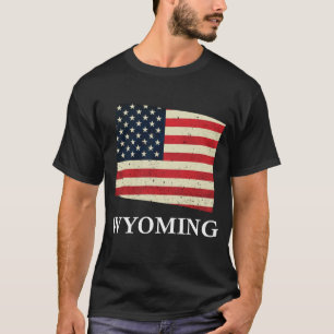Wyoming Map Staat American Flag 4. Juli Pride T-Shirt