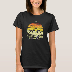 Wyoming Mountain Sunset Retro Yellowstone National T-Shirt