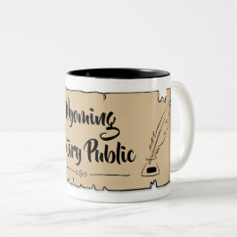 Wyoming Notary Public Scroll Feather Quill Zweifarbige Tasse