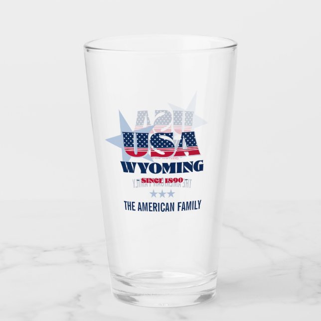 Wyoming Patriotic Pride Personalisiert Glas (Vorderseite)