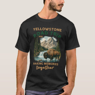 Wyoming-Radtour Bison Berg Wasserfall Familie  T-Shirt