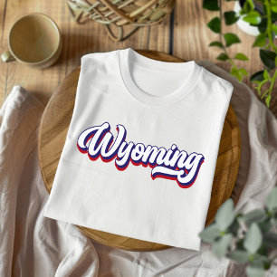 Wyoming Red White and Blue Vintag Script T - Shirt
