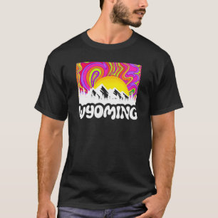 Wyoming Retro Vintag im Freien Berg Grafik De T-Shirt