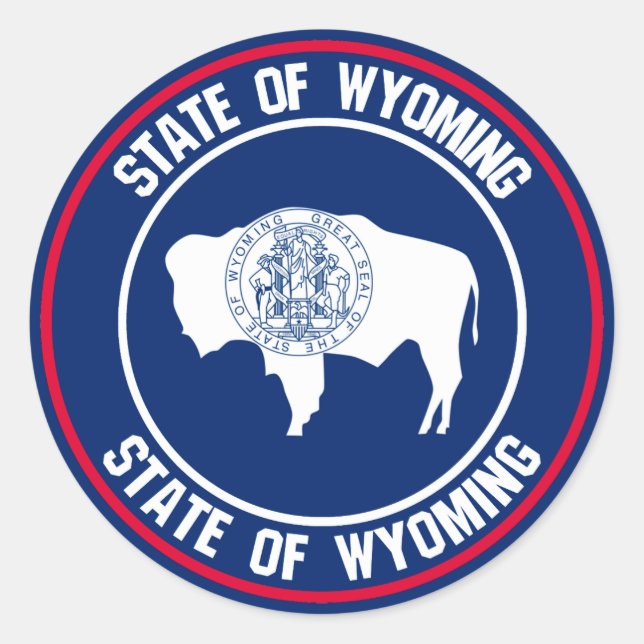 Wyoming Round Emblem Runder Aufkleber (Vorderseite)