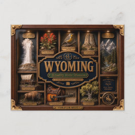 Wyoming Shadow Box 3D Figurine Staat Postkarte