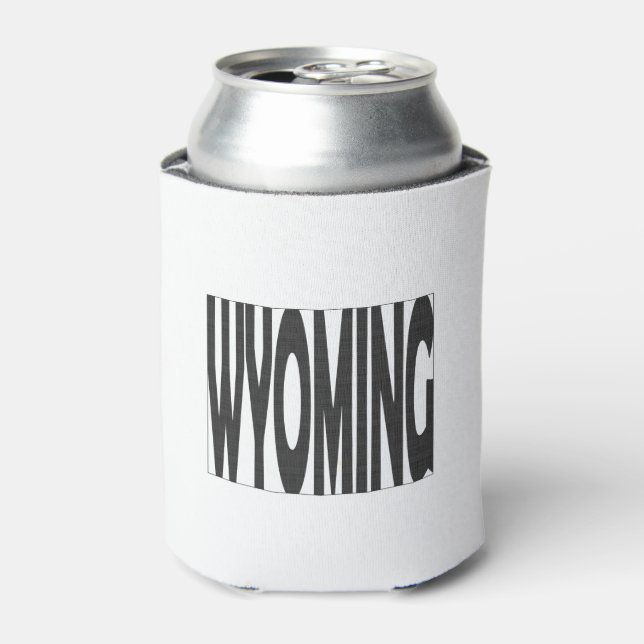 Wyoming Staat Name Word Art Black Dosenkühler (Kanne Vorderseite)