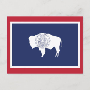 Wyoming Staatsflagge Bison Rote Umrandung Postkarte