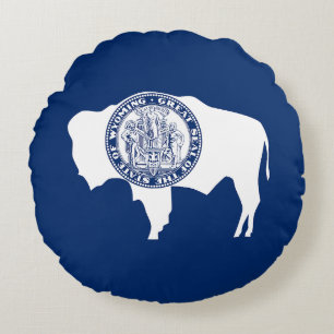 Wyoming Staatsflagge Rundes Kissen