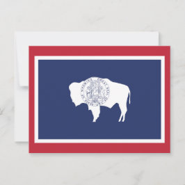 Wyoming State Flag Bison Red Border Postkarte