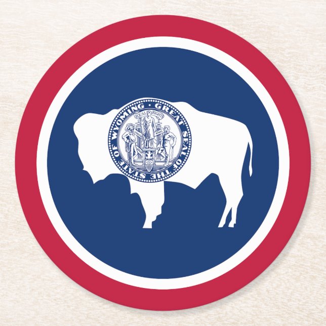 Wyoming State Flag Runder Pappuntersetzer (Vorderseite)