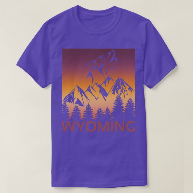Wyoming Sunset Wolf Howling an den Mondbäumen und T-Shirt (Design vorne)