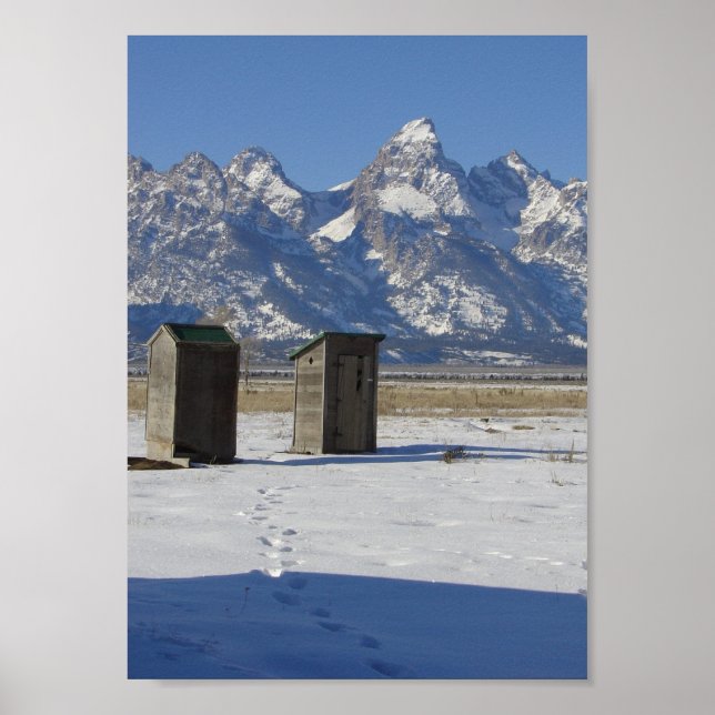 Wyoming Tetons Outhouse Deluxe Poster (Vorne)