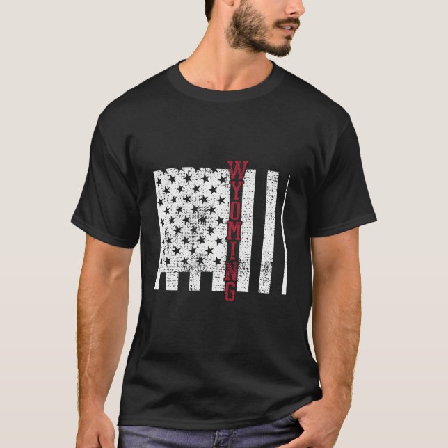 Wyoming US Flag 4. Amerikanische Unabhängigkeitsta T-Shirt (Vorderseite)