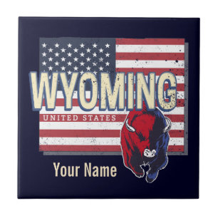 Wyoming Vereinigte Staaten Retro-Staatskarte Vinta Fliese