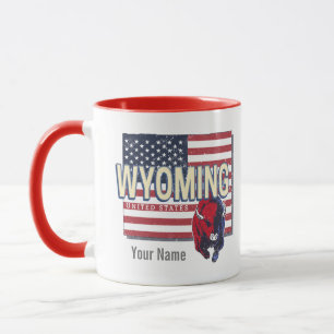 Wyoming Vereinigte Staaten Retro-Staatskarte Vinta Tasse