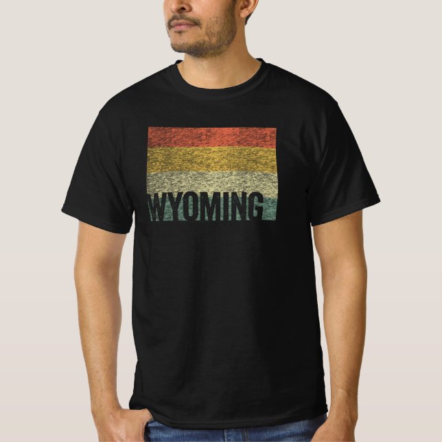 Wyoming Vintage Retro Sunset Distressed Map T-Shirt (Vorderseite)