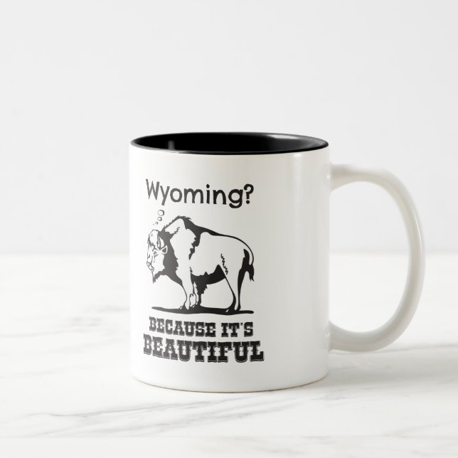 Wyoming? Weil es schön ist Zweifarbige Tasse (Rechts)