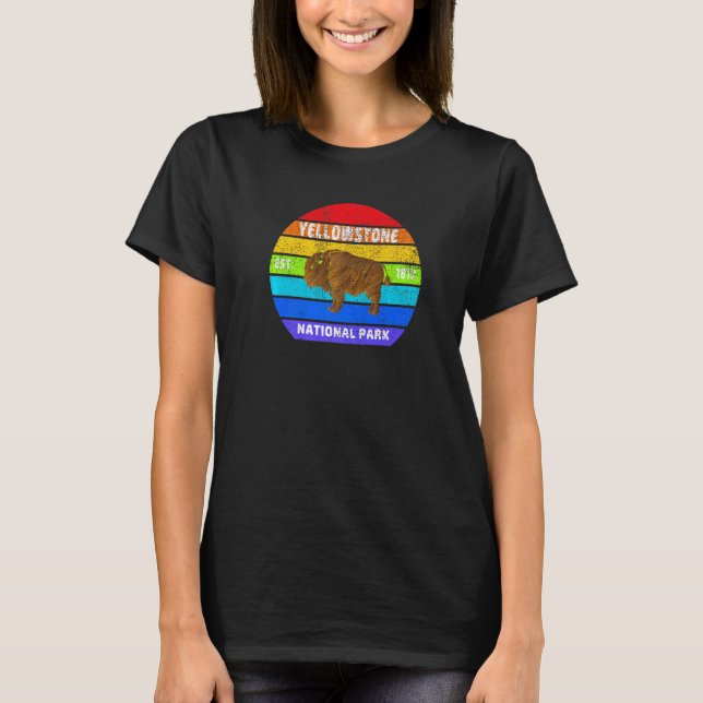 Wyoming Yellowstone Nationalpark Souvenir Bison B T-Shirt (Vorderseite)