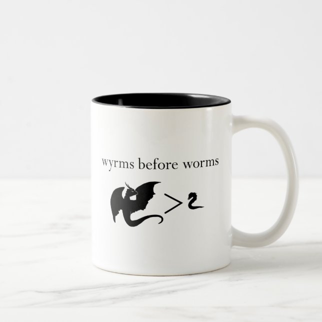 Wyrms vor Wurm-Tasse Zweifarbige Tasse (Rechts)