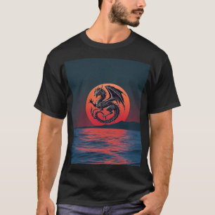 Wyvern fliegt über den Sonnenuntergangs-Ozean T-Shirt