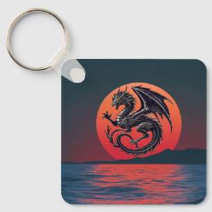 Wyvern stürzt über den Sonnenuntergang Schlüsselanhänger