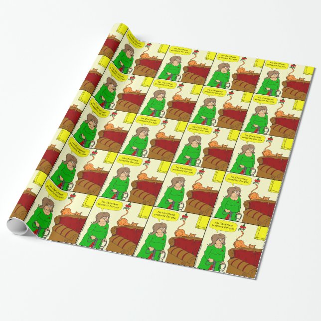 x55 Cat Hintern mistletoe Weihnachtsfest Cartoon Geschenkpapier (Ungerollt)
