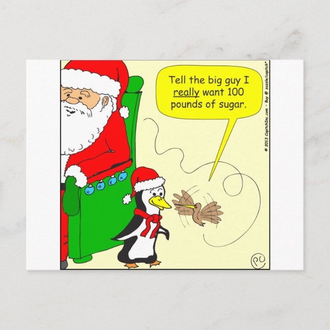 x61 Weihnachtszucker Kolibri Cartoon Feiertagspostkarte (Vorderseite)