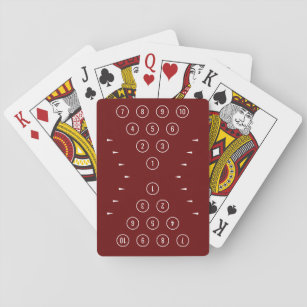 "X" 10 Button Bowling Muster Dunkelrot & weiß Spielkarten